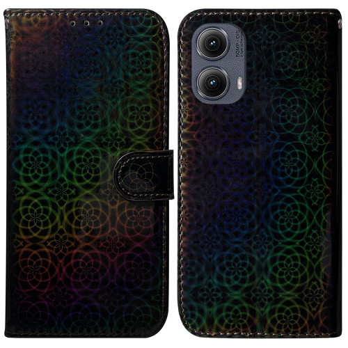 Motorola Edge 2024 Colorful Magnetic Buckle Leather Phone Case - Black